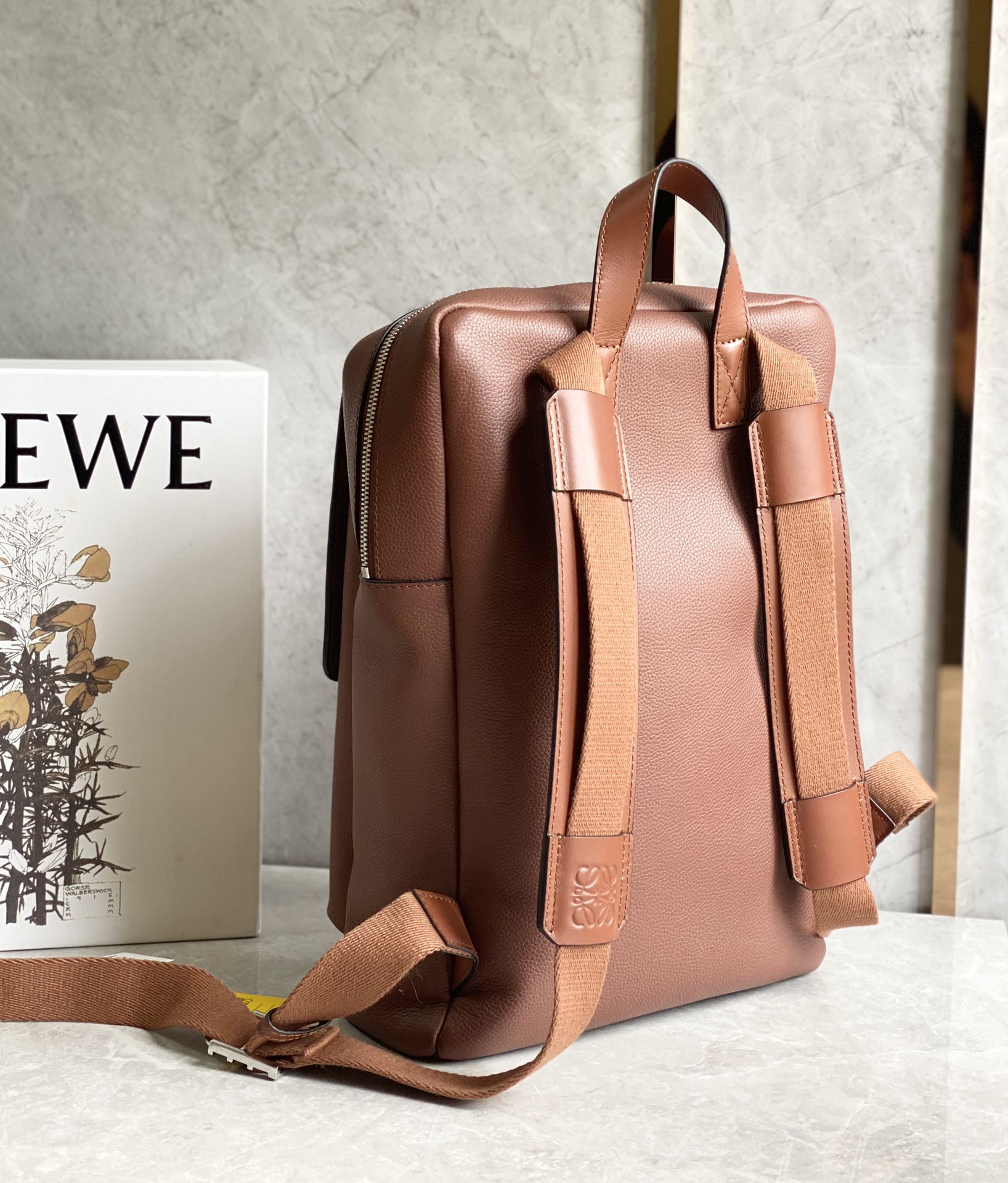 Loewe Military Backpack in Soft Grained Calfskin Sand Pink